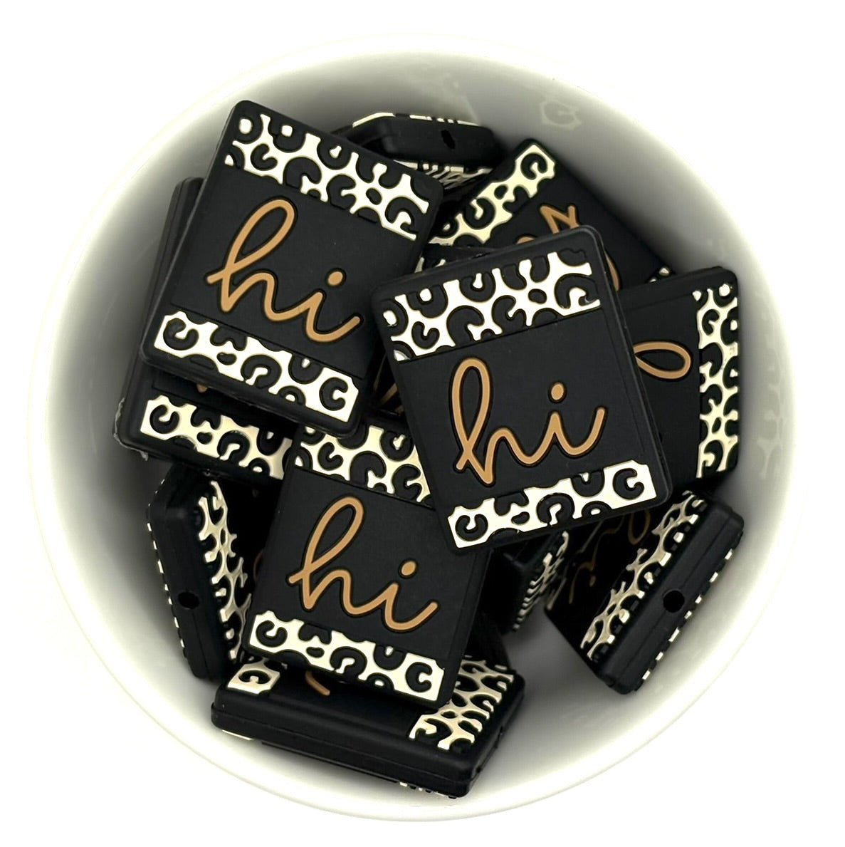 Leopard Print “Hi” | Silicone Focal Bead