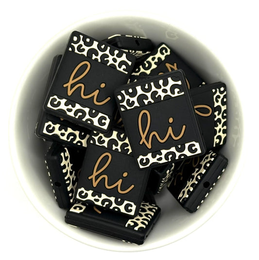 Leopard Print “Hi” | Silicone Focal Bead