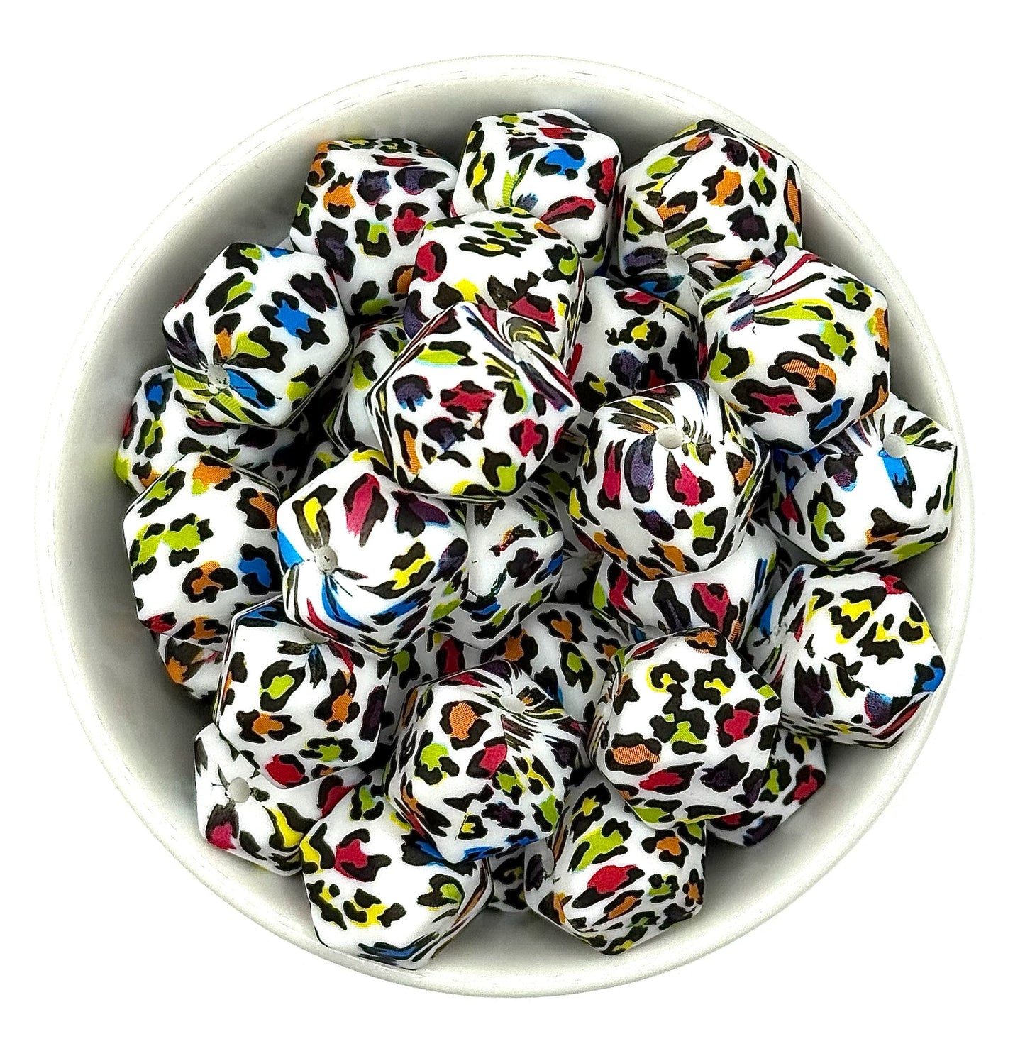 Hexagon Printed Beads 14mm | Printed Silicone Beads