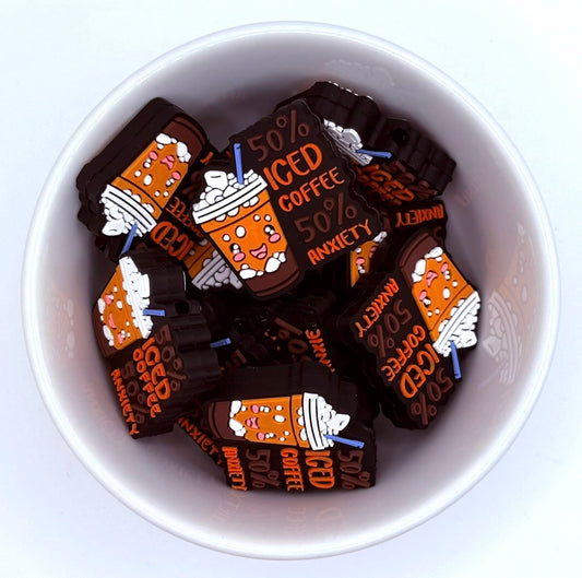 50% Iced Coffee 50% Anxiety | Silicone Focal Bead