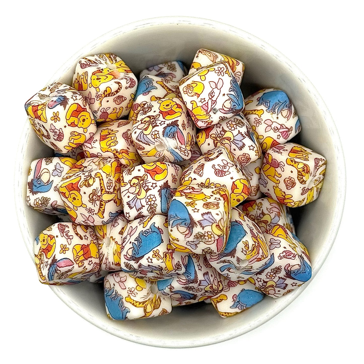 Square Printed 13.5mm Silicone Beads | Printed Silicone Beads