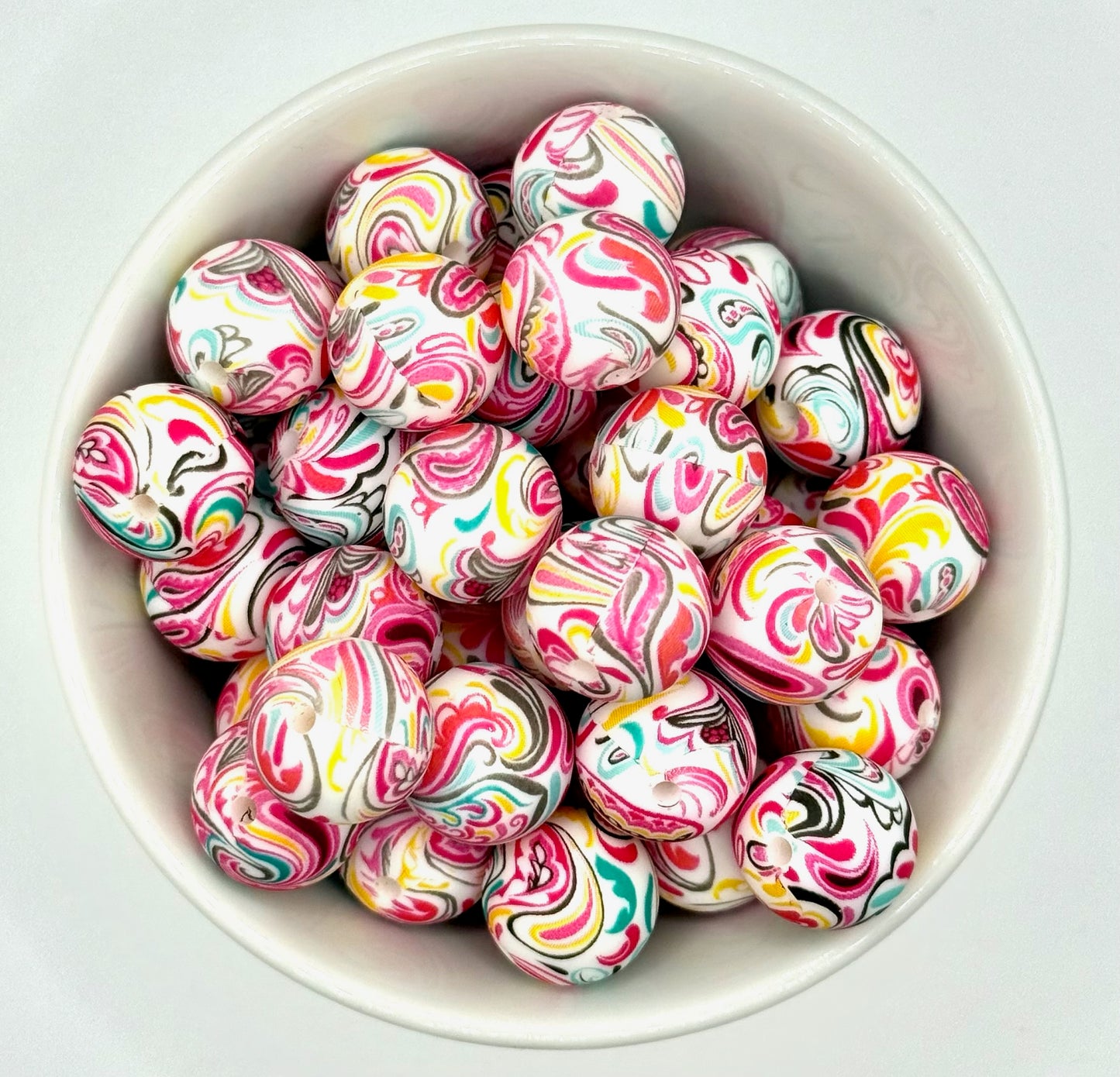 Printed 15mm Silicone Bead | Silicone Printed Beads