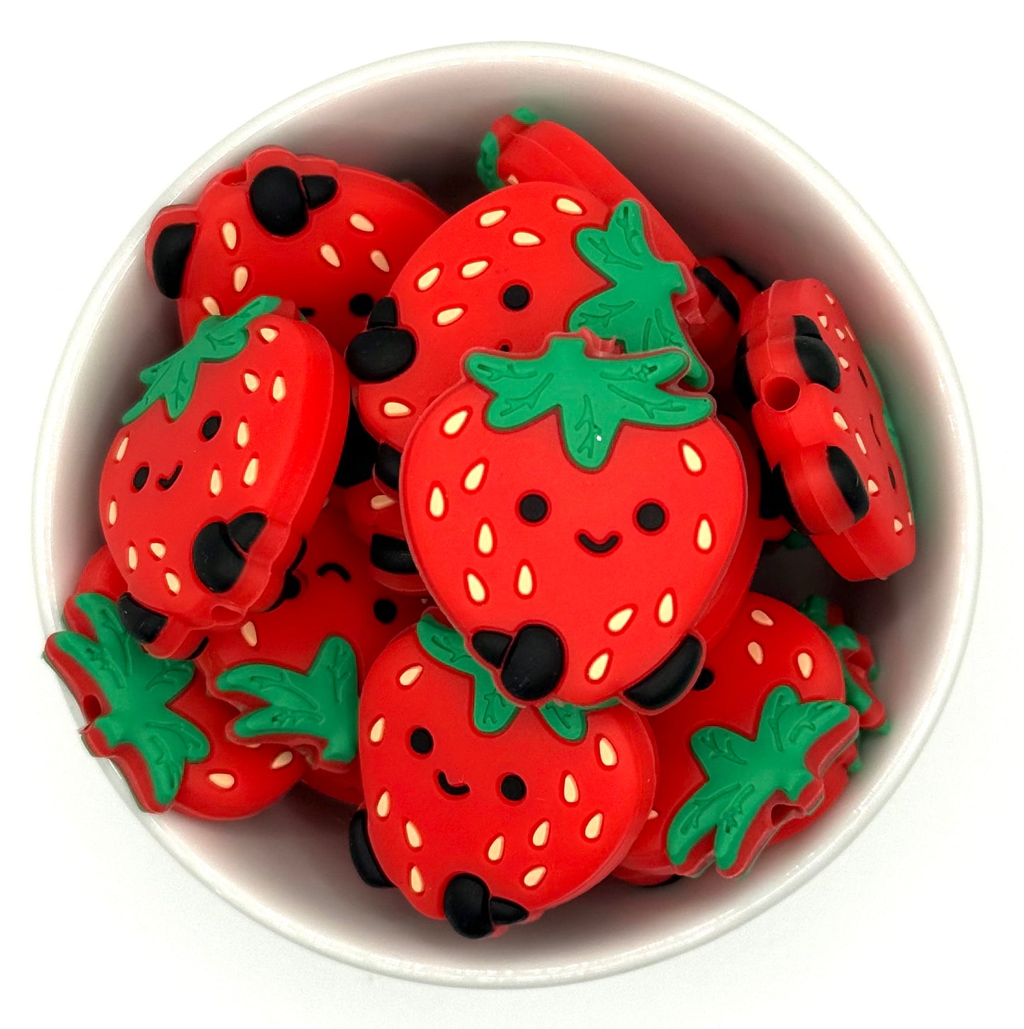 Strawberry Smilie | Silicone Focal Beads