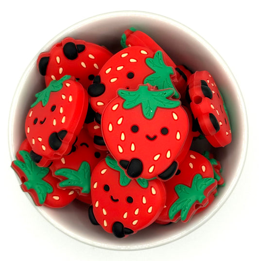 Strawberry Smilie | Silicone Focal Beads
