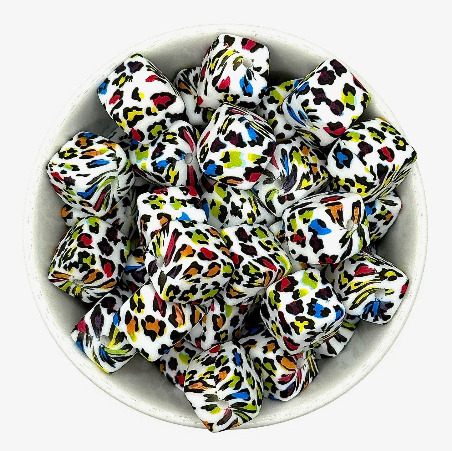 Square Printed 13.5mm Silicone Beads | Printed Silicone Beads