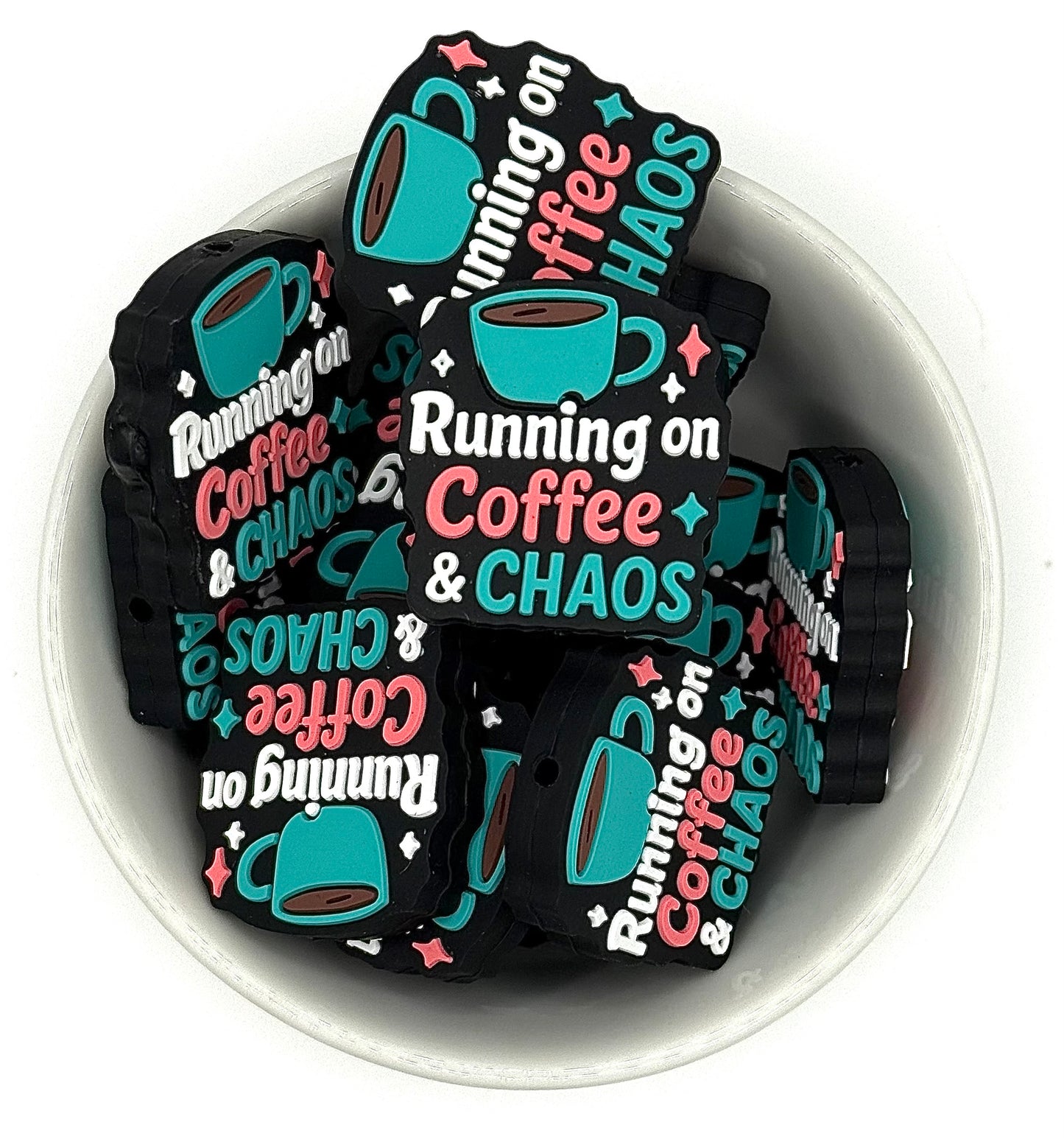 Running on Coffee & Chaos | Silicone Focal Bead