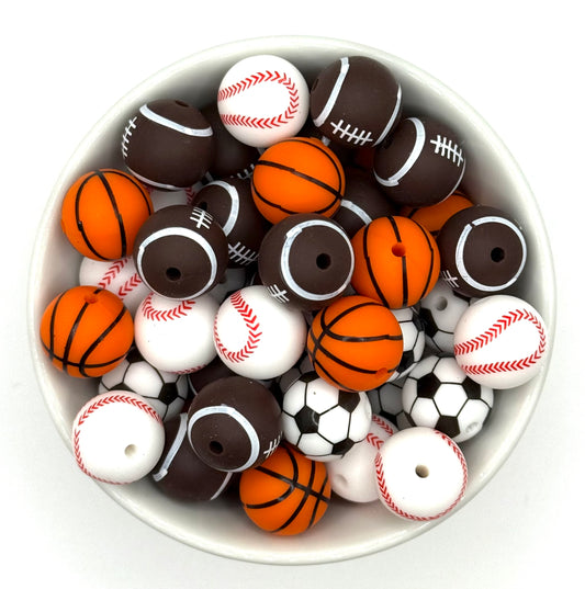 15mm Silicone Round Bead - Sports