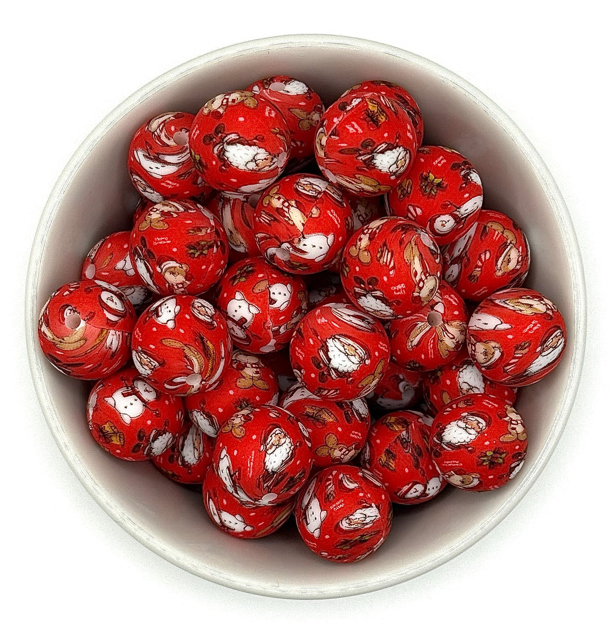 Festive Printed 15mm Silicone Beads