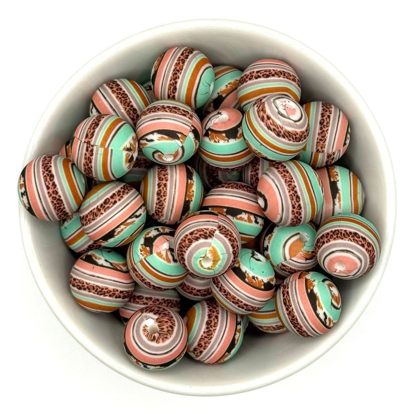 Printed 15mm Silicone Bead | Silicone Printed Beads