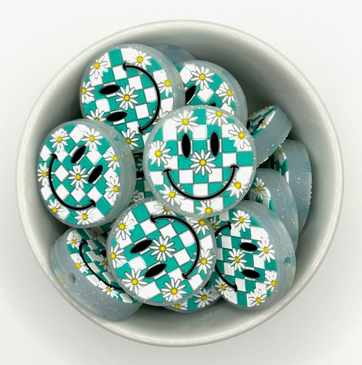 Checkered Smilie | Silicone Focal Bead