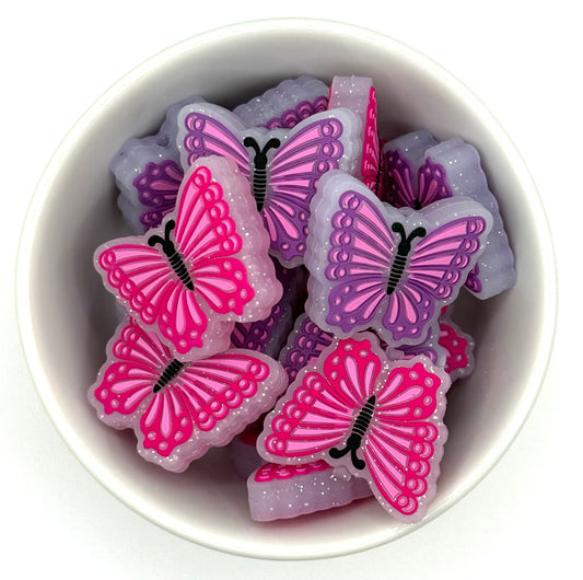 Glitter Butterflies | Silicone Focal Beads