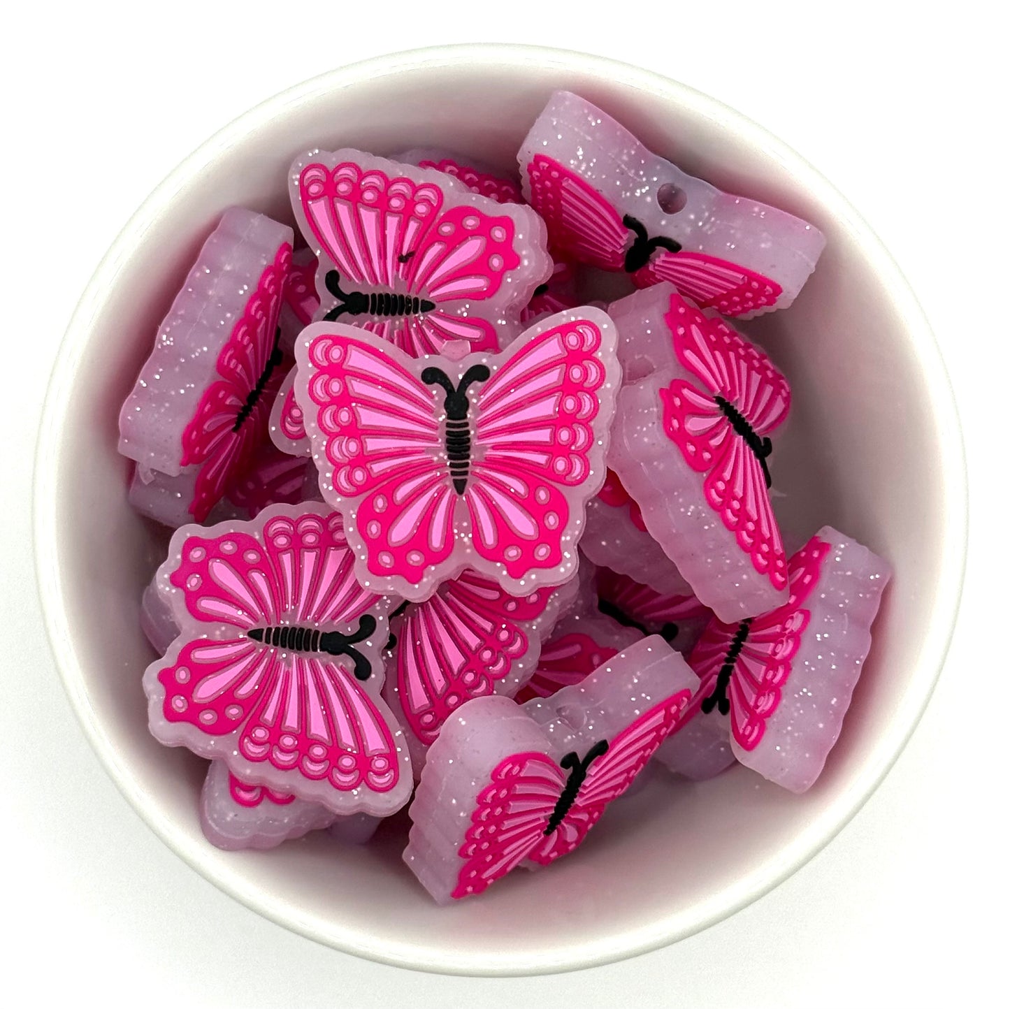 Glitter Butterflies | Silicone Focal Beads