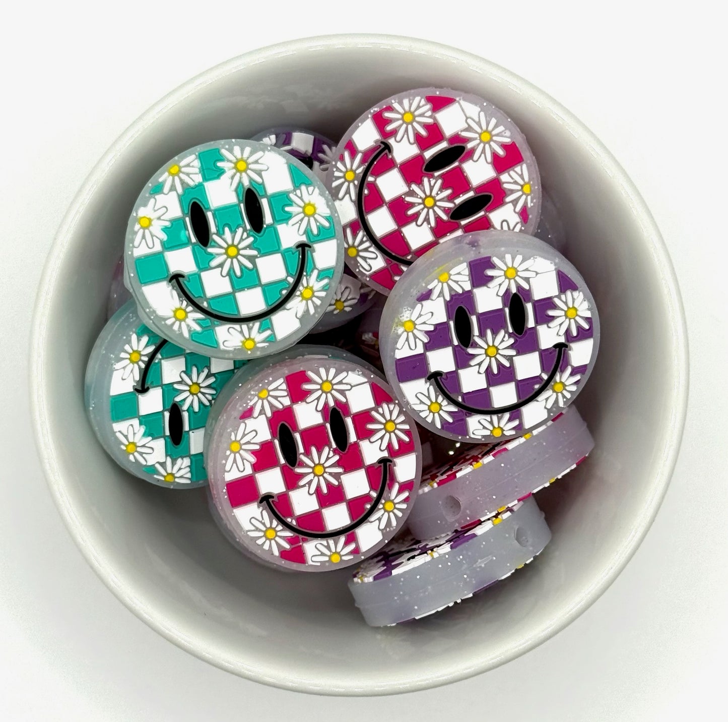 Checkered Smilie | Silicone Focal Bead