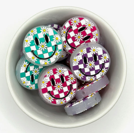 Checkered Smilie | Silicone Focal Bead