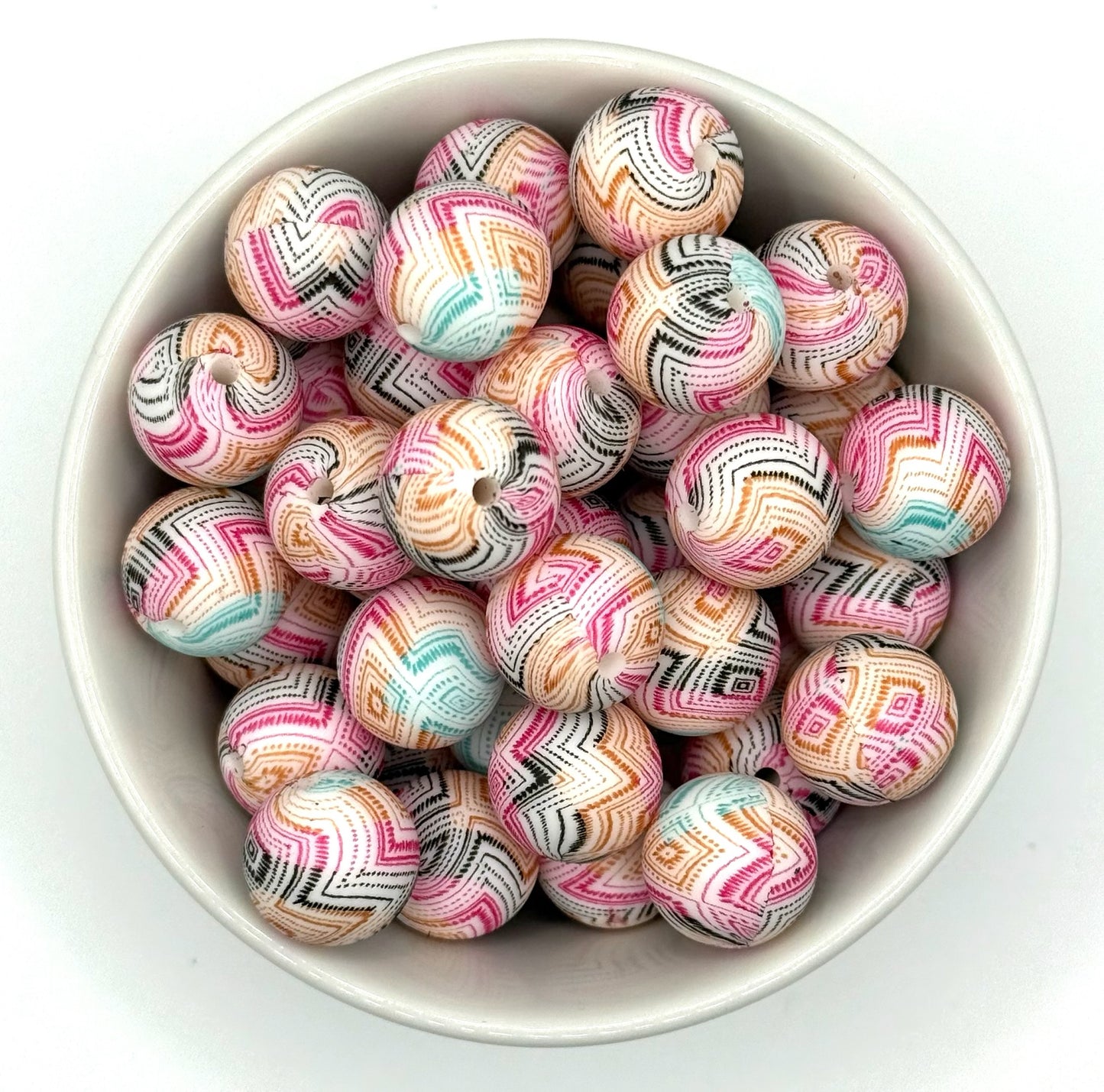 Printed 15mm Silicone Bead | Silicone Printed Beads