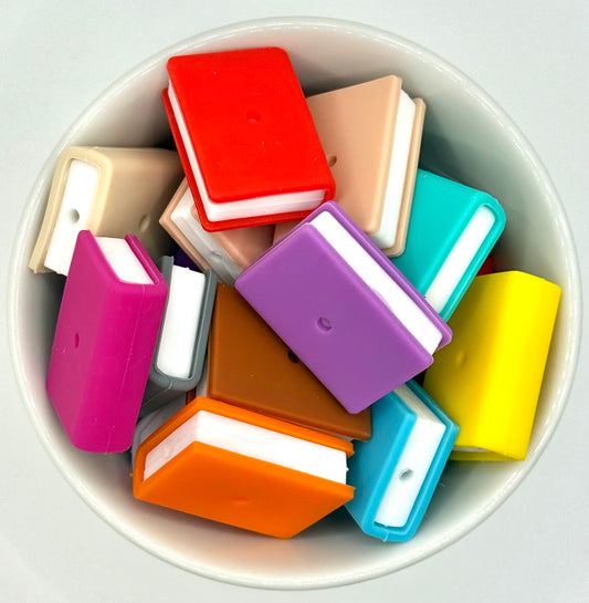 Book 3D Assorted Colours | Silicone Focal Bead