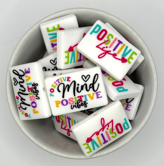 Positive Mind, Positive Vibes, Positive Life | Silicone Focal Beads