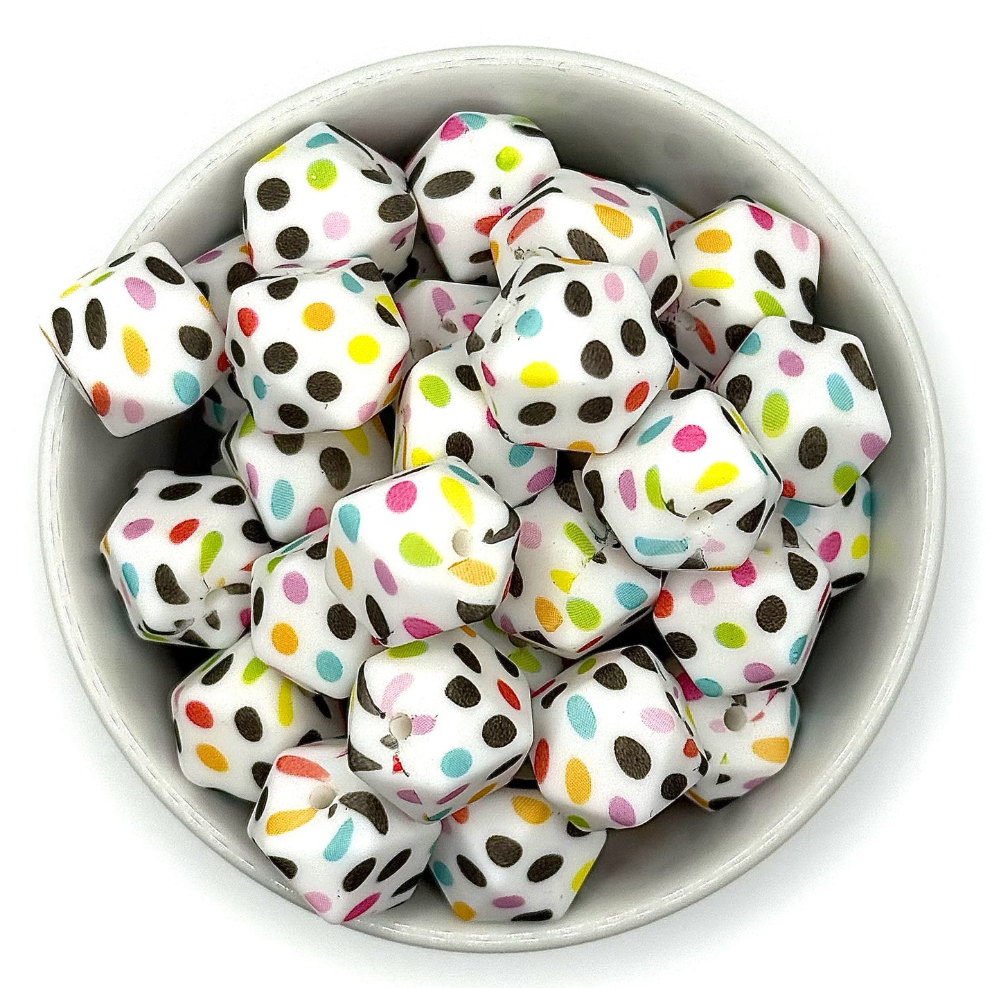 Hexagon Printed Beads 14mm | Printed Silicone Beads