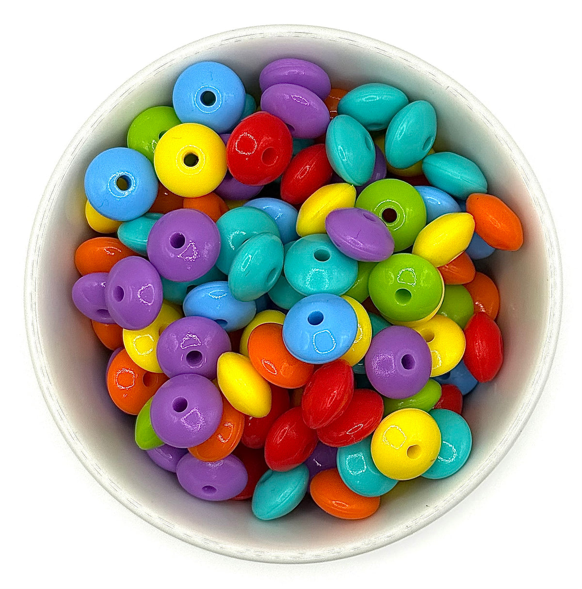 Neon 🍬 Candy Lentil 12mm Glossy | 25 Pkg | Silicone Spacer Bead