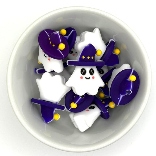 3D Ghost With Witch Hat | Silicone Focal Bead