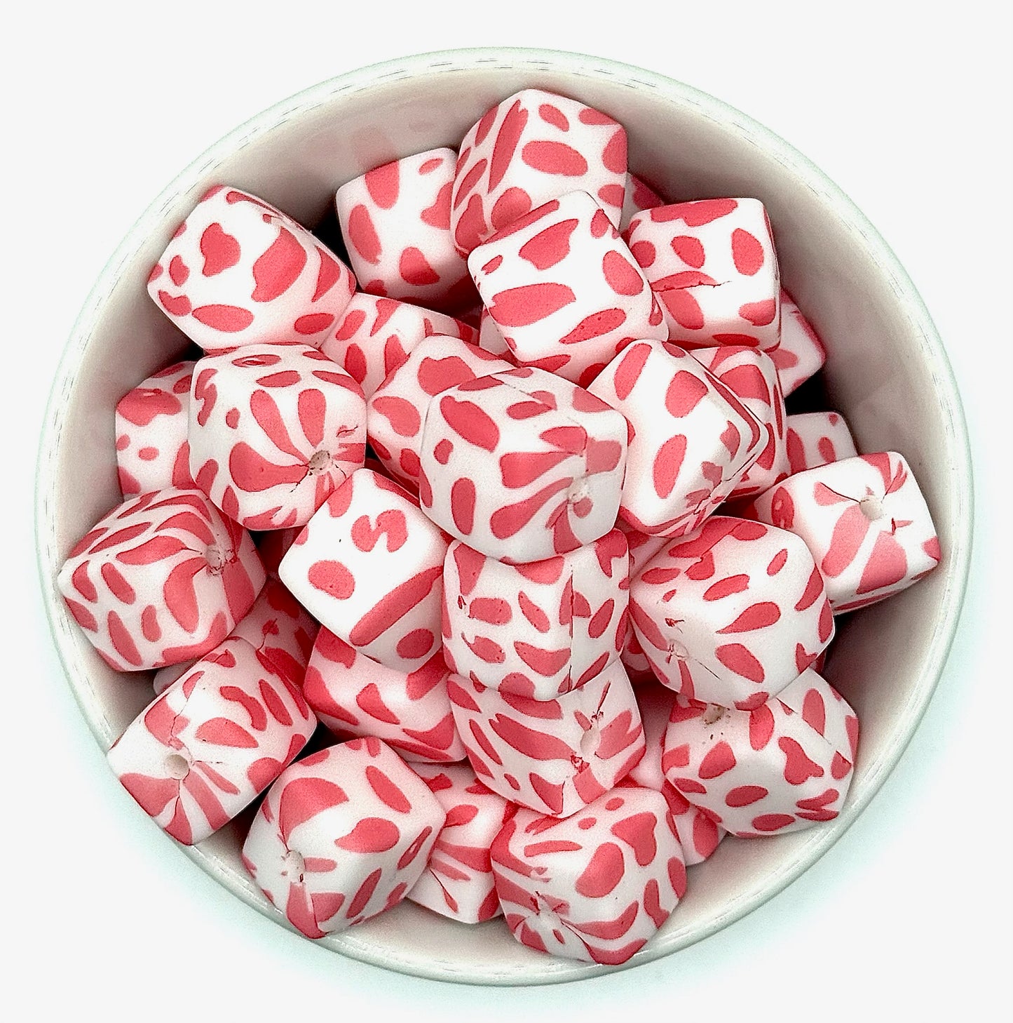 Square Printed 13.5mm Silicone Beads | Printed Silicone Beads