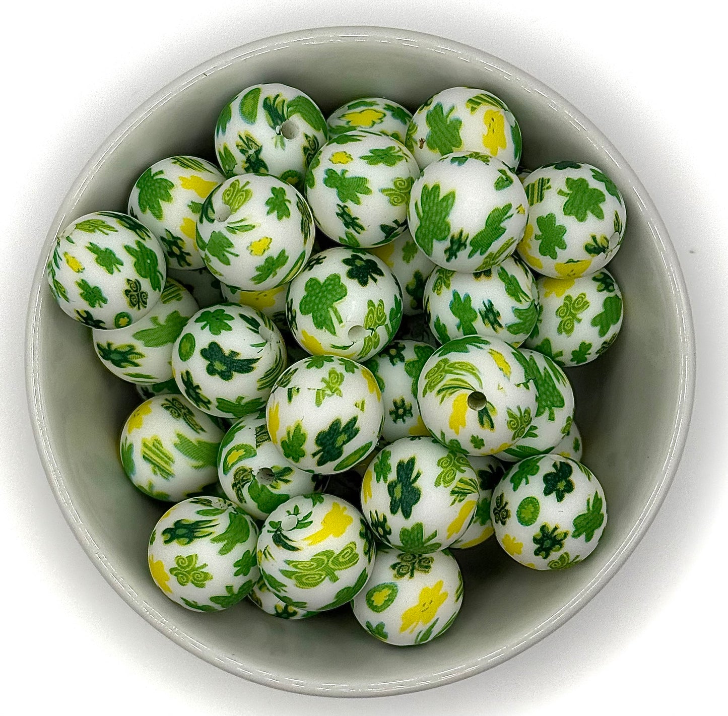 Shamrock - 15mm Printed Silicone Bead