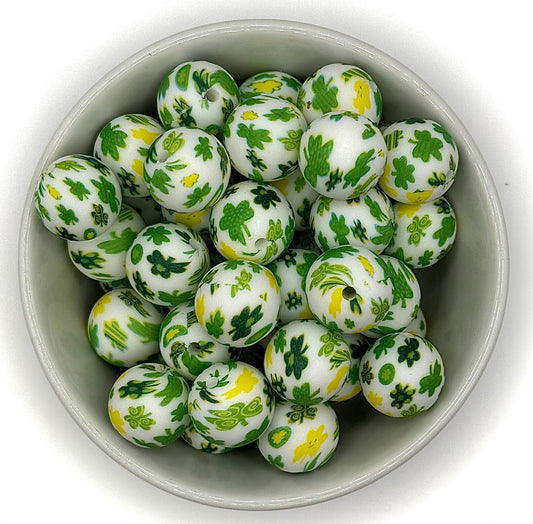 Shamrock - 15mm Printed Silicone Bead