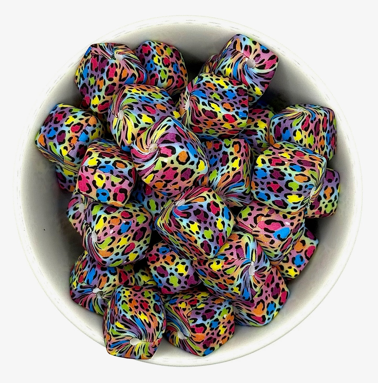 Square Printed 13.5mm Silicone Beads | Printed Silicone Beads