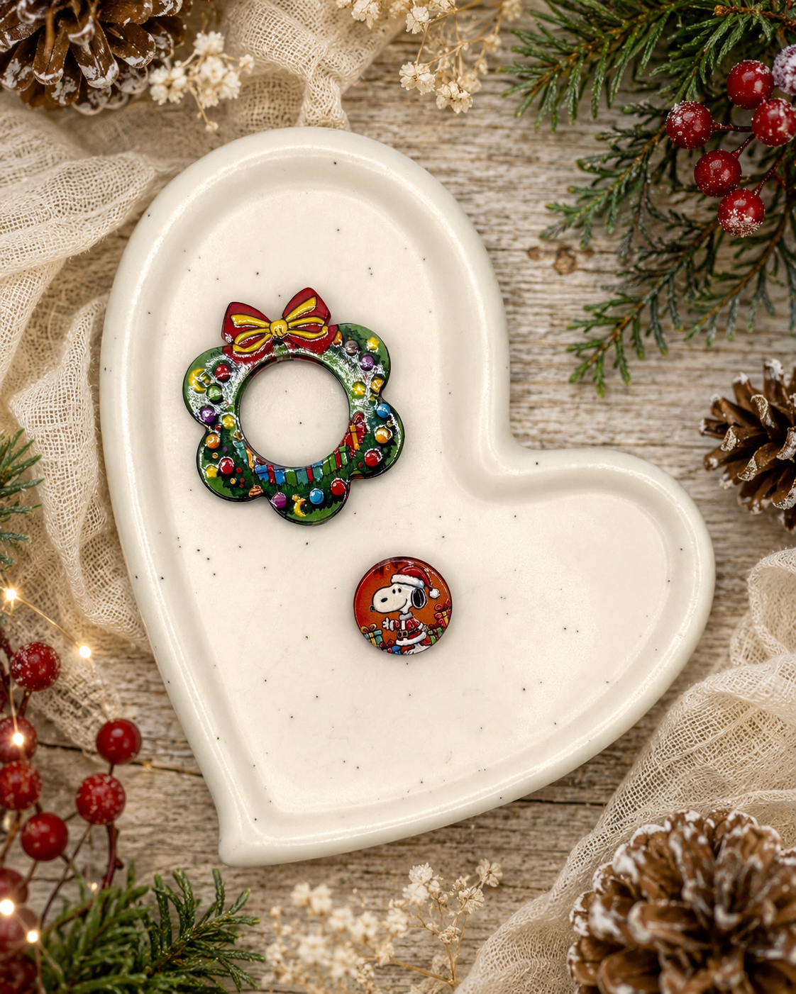 Christmas Wreath Acrylic Spinner / Focal set | Acrylic Focal Beads
