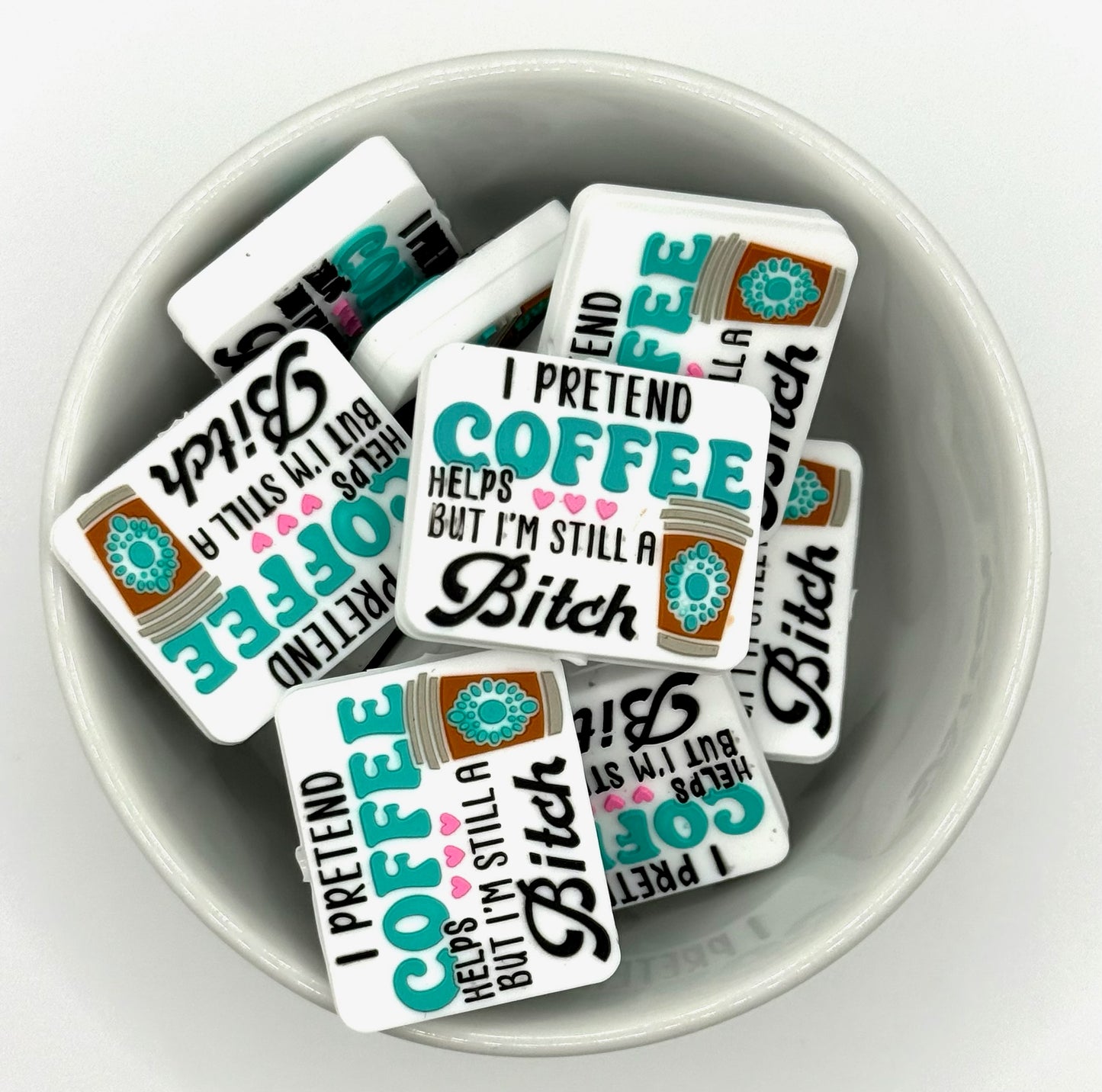 I Pretend Coffee Helps | Silicone Focal Bead