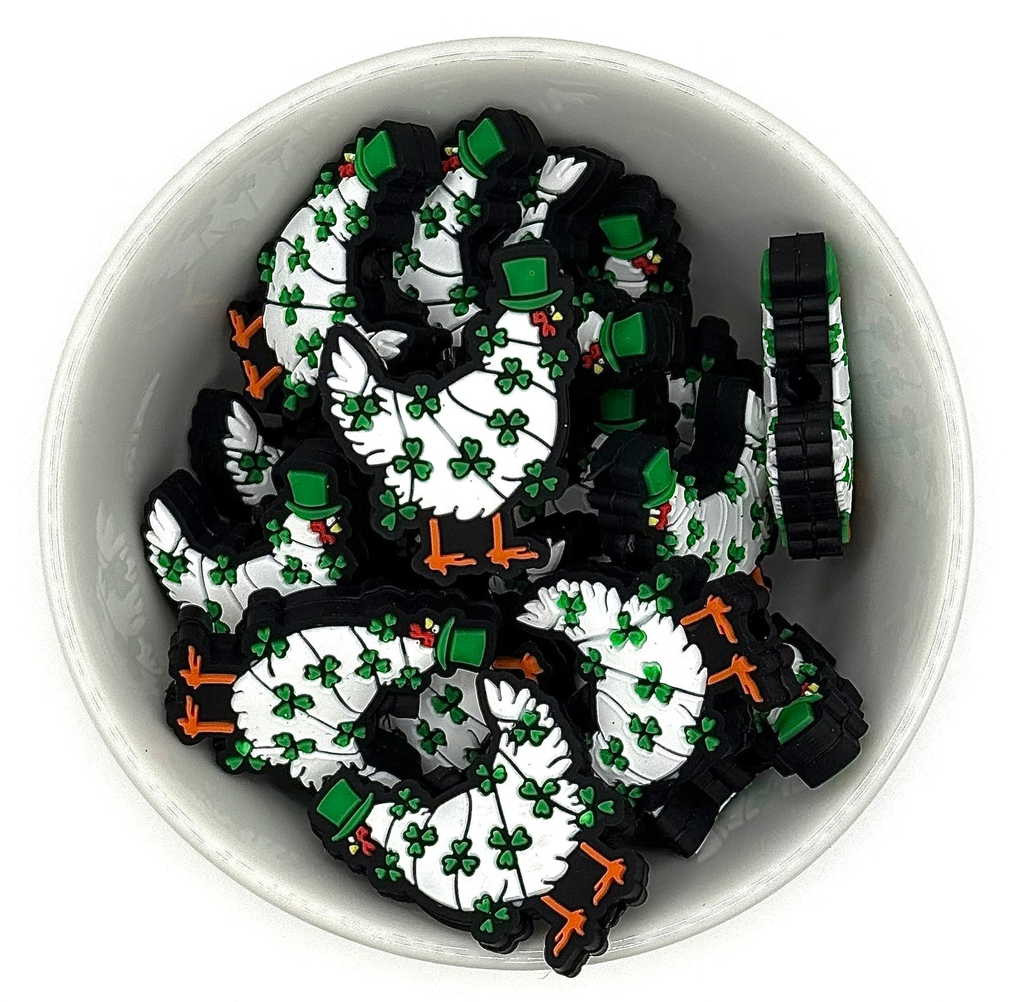 Festive St. Patrick’s Day Chicken - Silicone Focal Bead