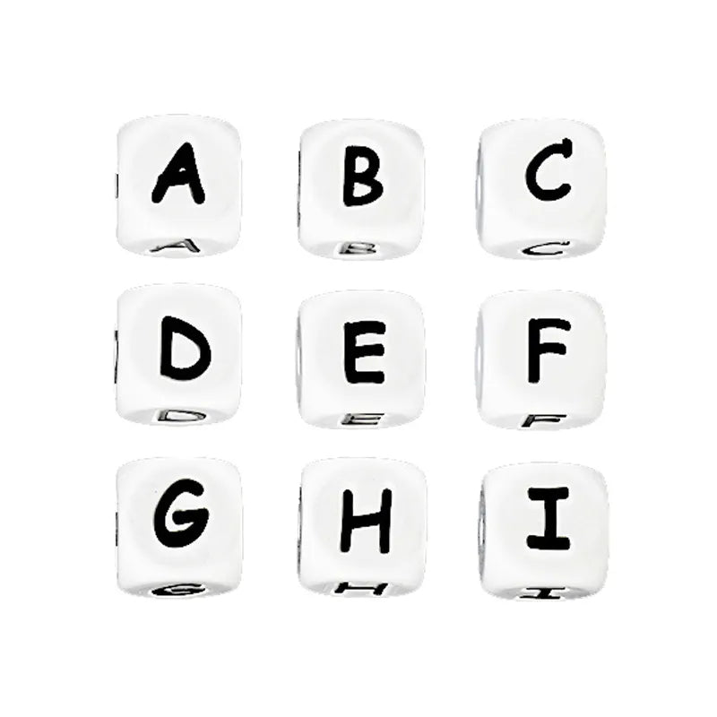Letter Bead Square 12mm - White