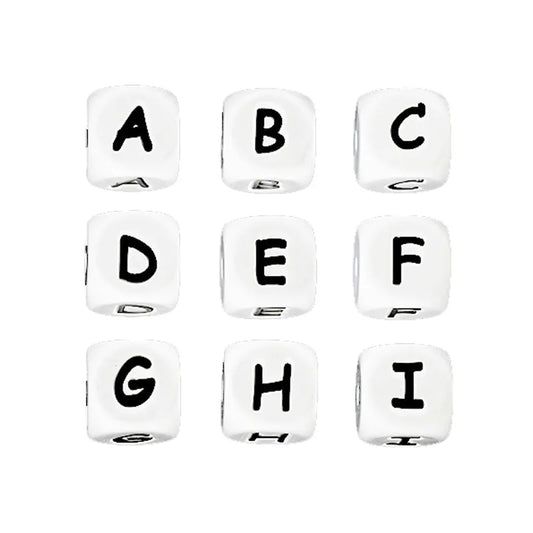Letter Bead Square 12mm - White