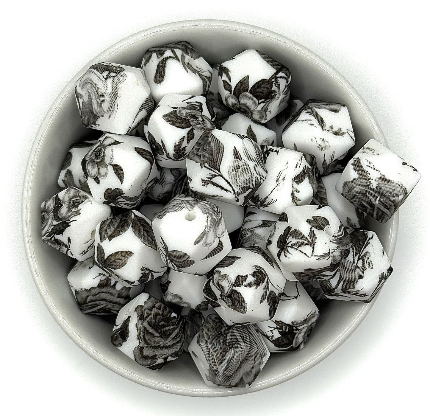 Hexagon Printed Beads 14mm | Printed Silicone Beads