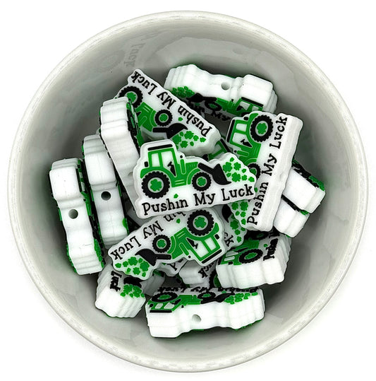 ☘️Pushin My Luck Tractor - Silicone Focal Bead