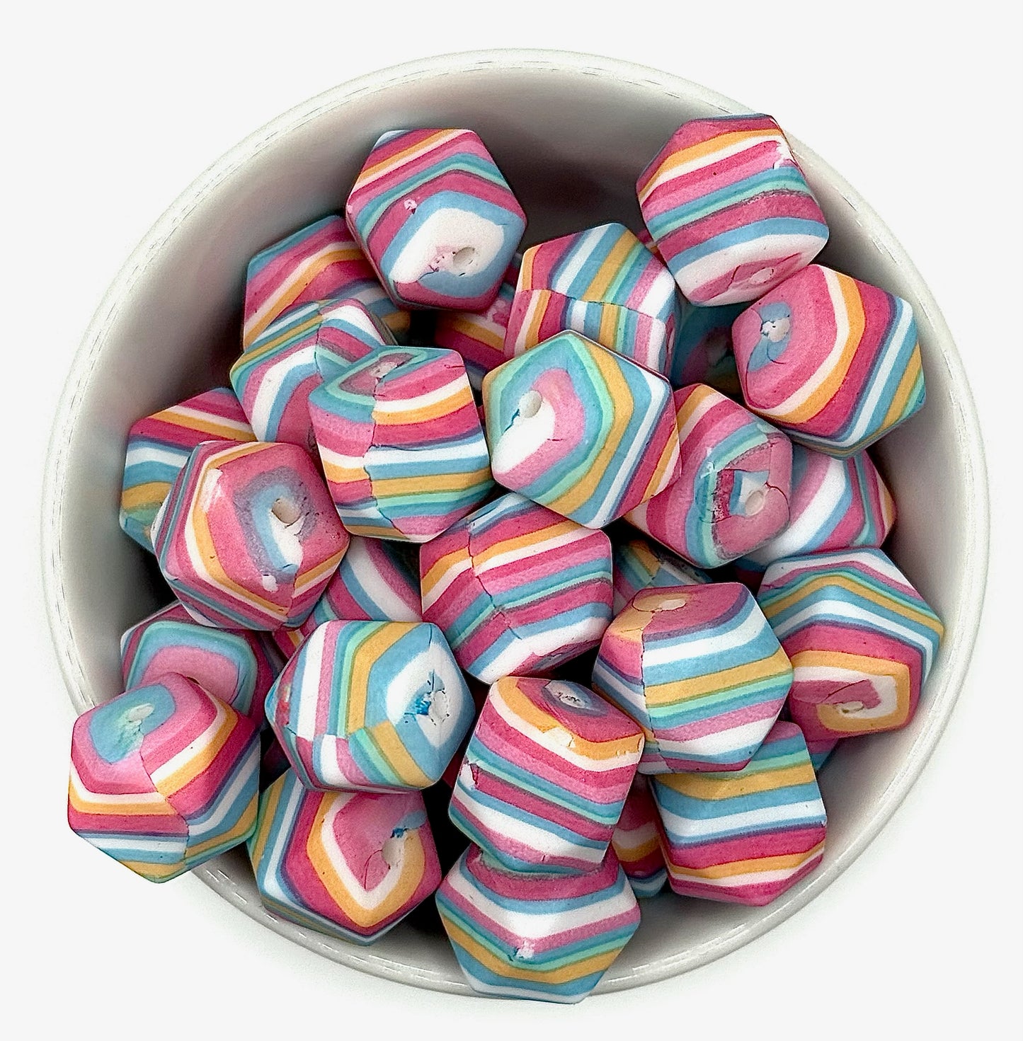 Hexagon Printed Beads 14mm | Printed Silicone Beads