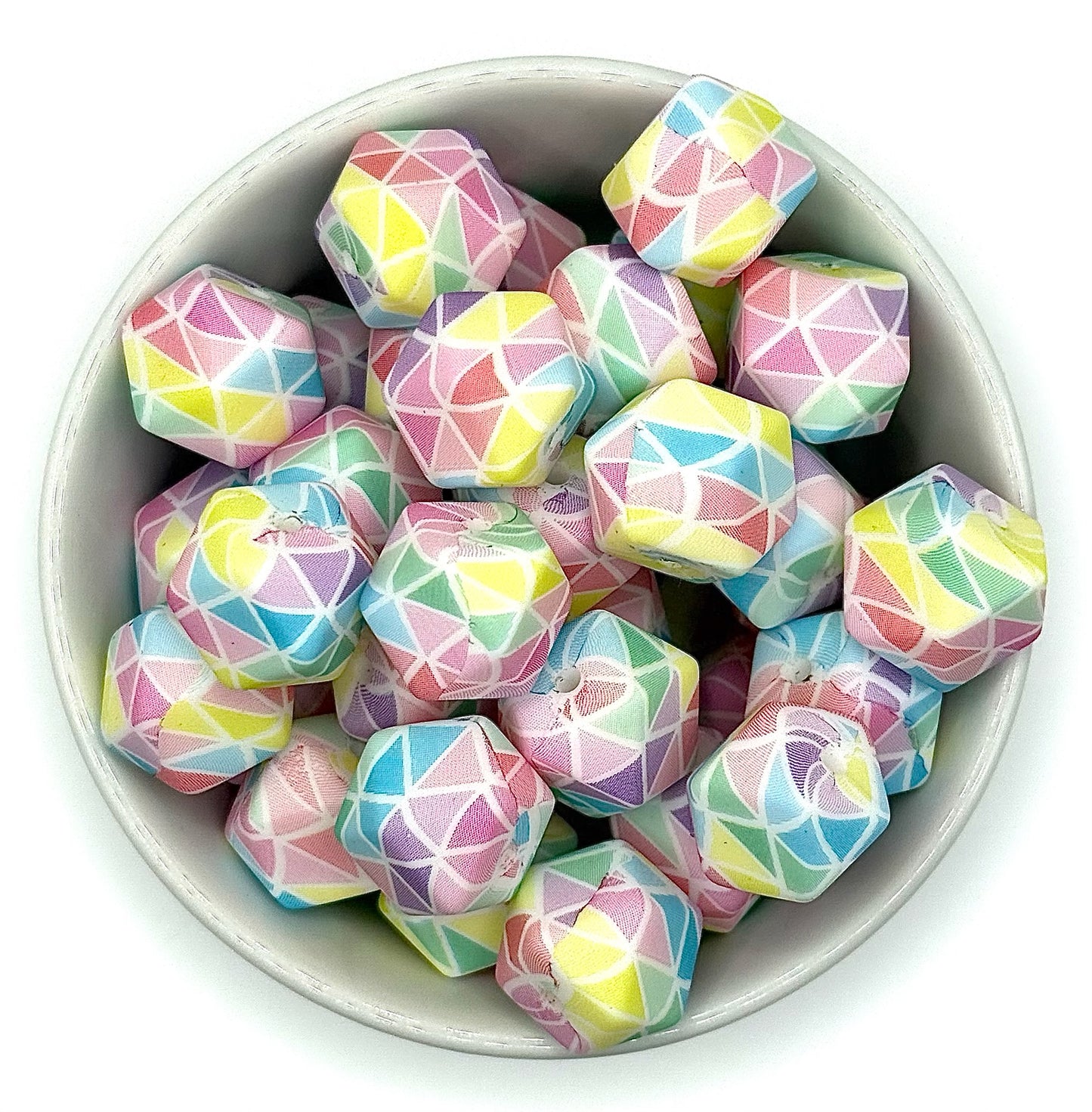 Hexagon Printed Beads 14mm | Printed Silicone Beads