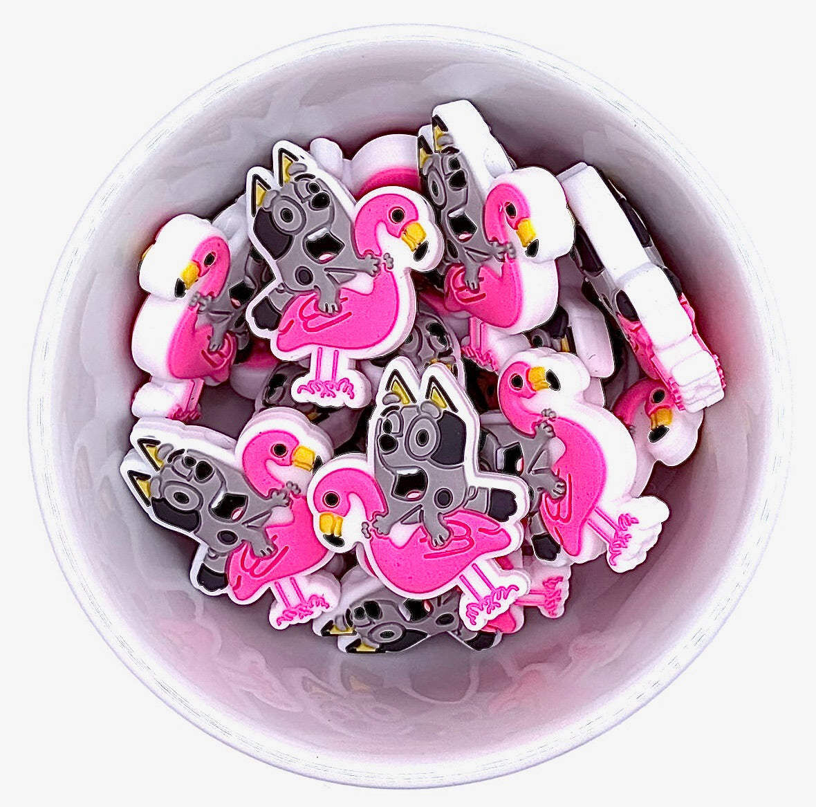 Bluey On Pink Flamingo | Silicone Focal Bead