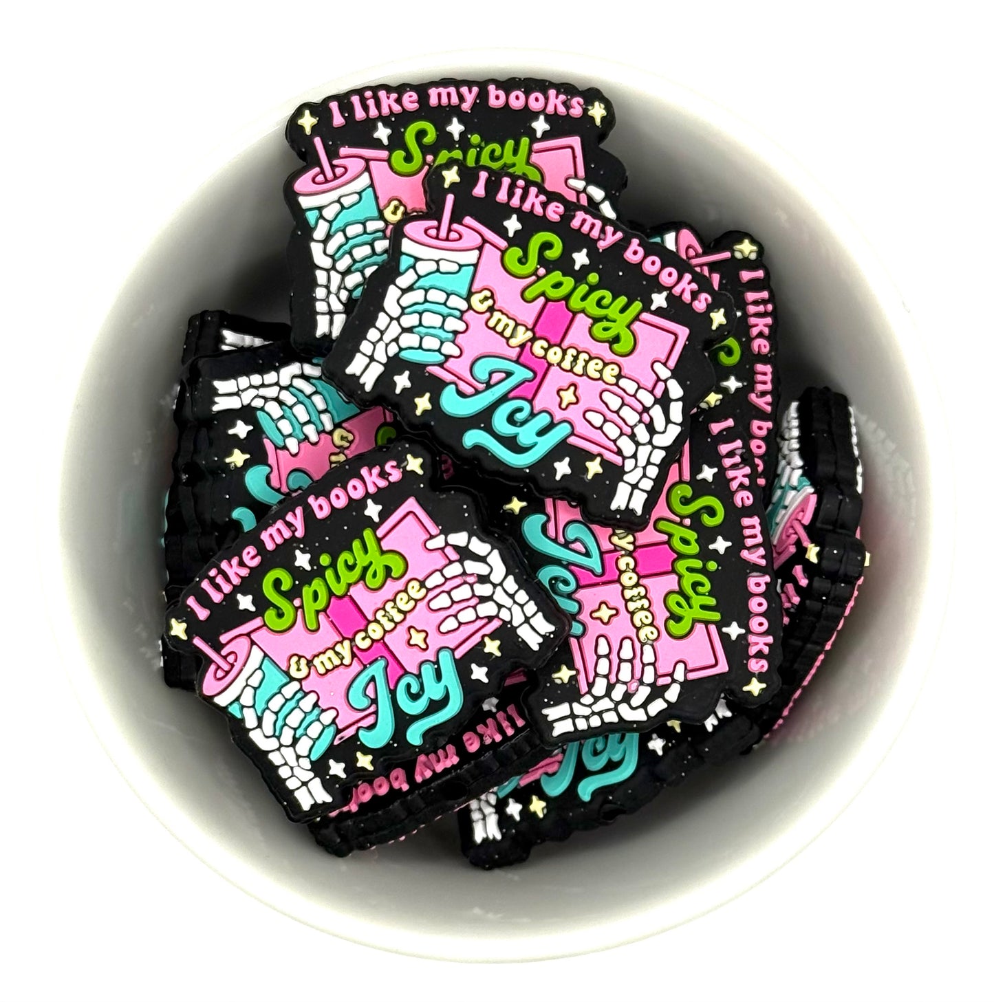 Books Spicy & Coffee Icy | Silicone Focal Bead