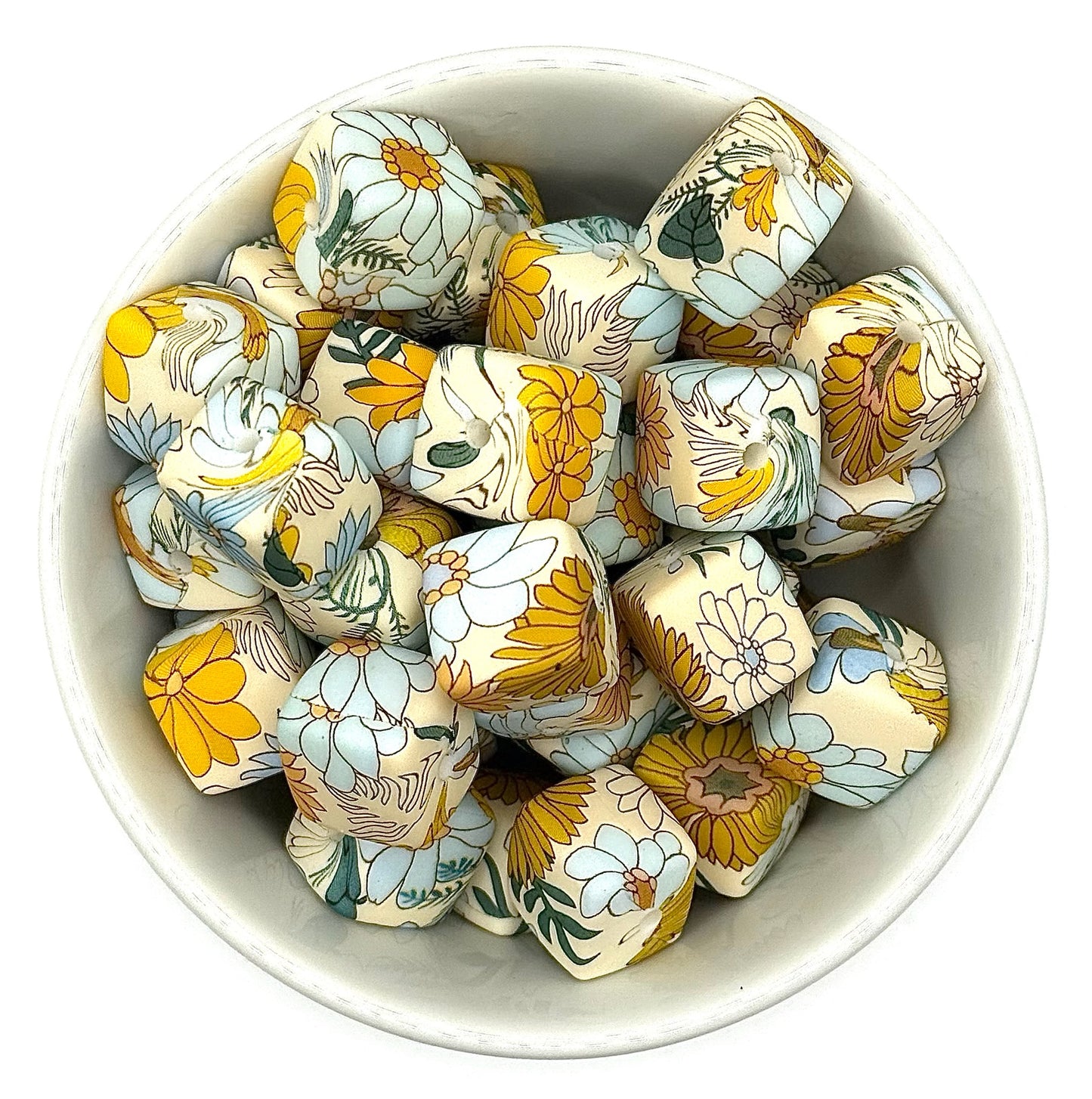 Square Printed 13.5mm Silicone Beads | Printed Silicone Beads