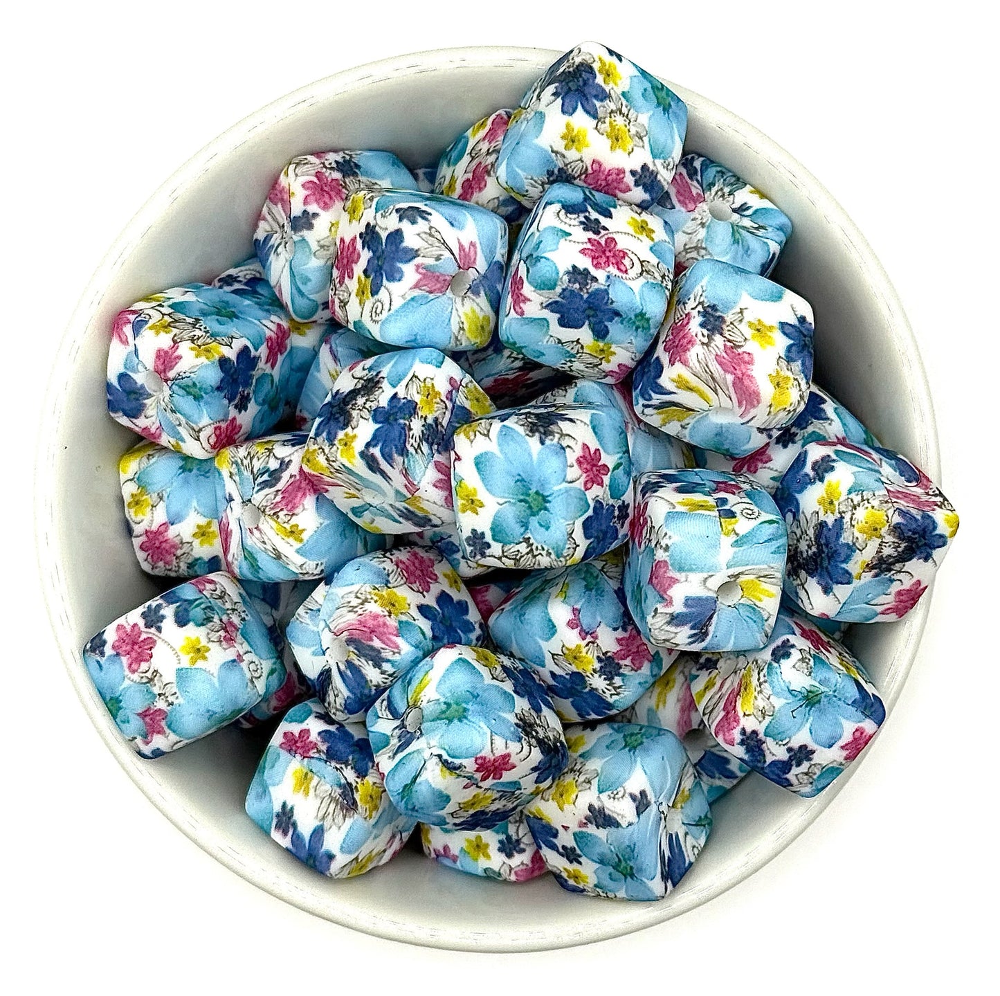 Square Printed 13.5mm Silicone Beads | Printed Silicone Beads