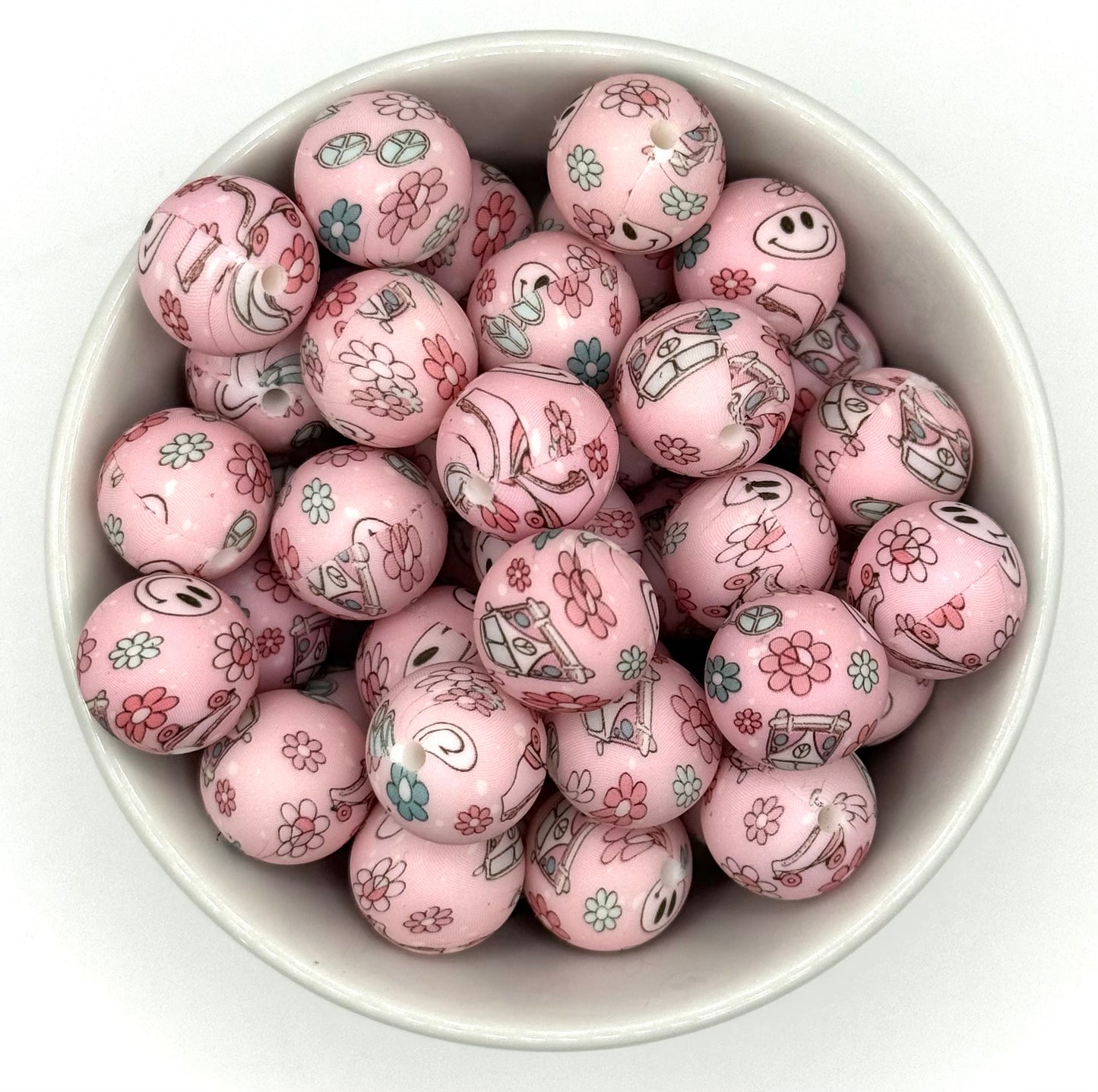 Printed 15mm Silicone Bead | Silicone Printed Beads