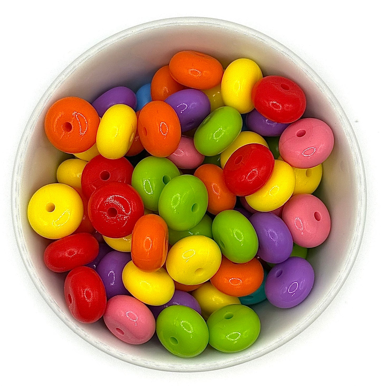 Neon 🍬 Candy Abacus 14mm Glossy | 25 Pkg | Silicone Spacer Bead