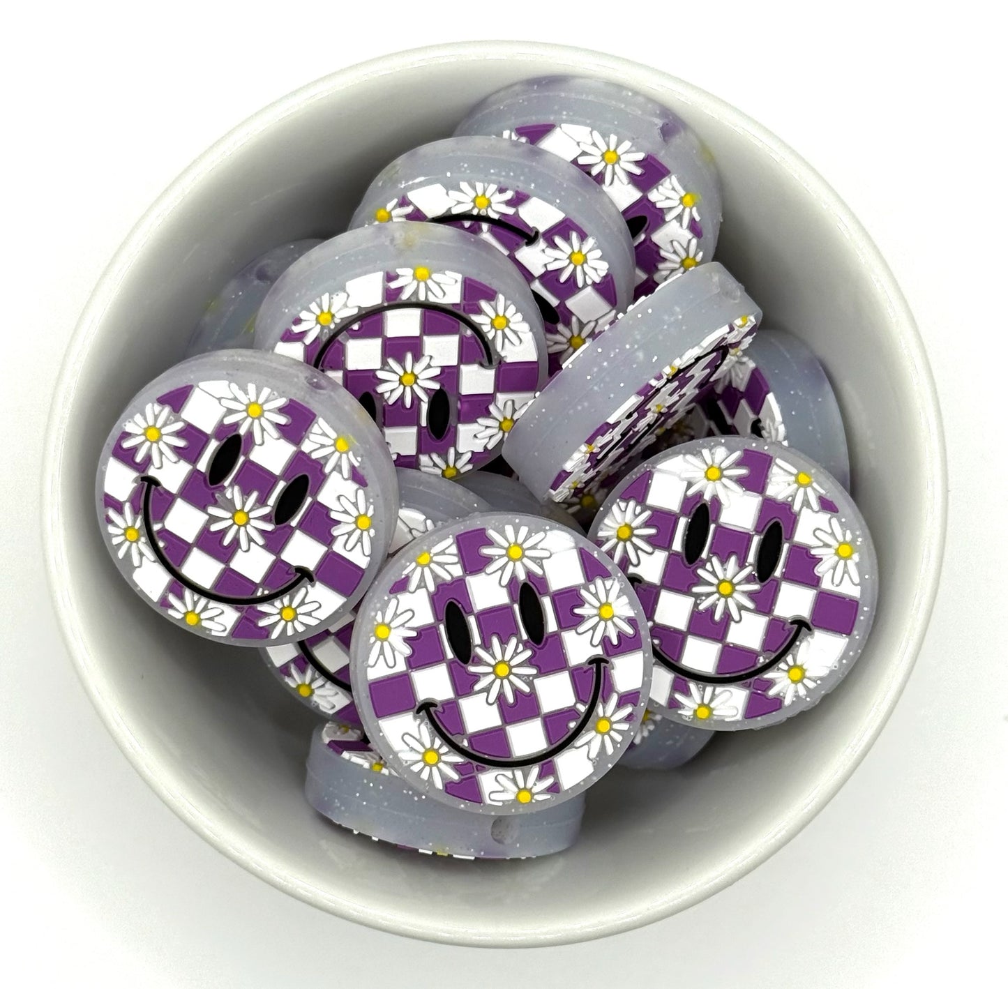 Checkered Smilie | Silicone Focal Bead