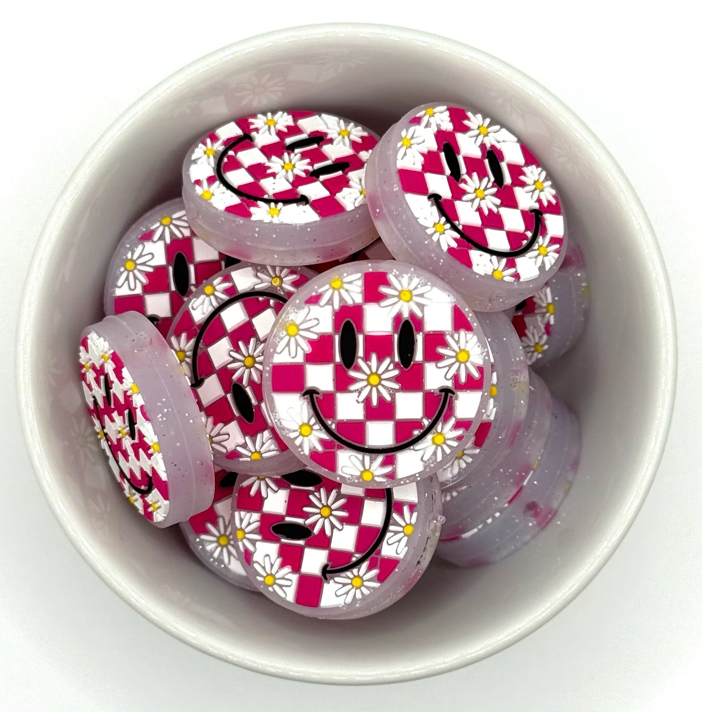 Checkered Smilie | Silicone Focal Bead
