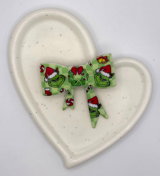 Grinch Printed Bow | Silicone Focal Bead