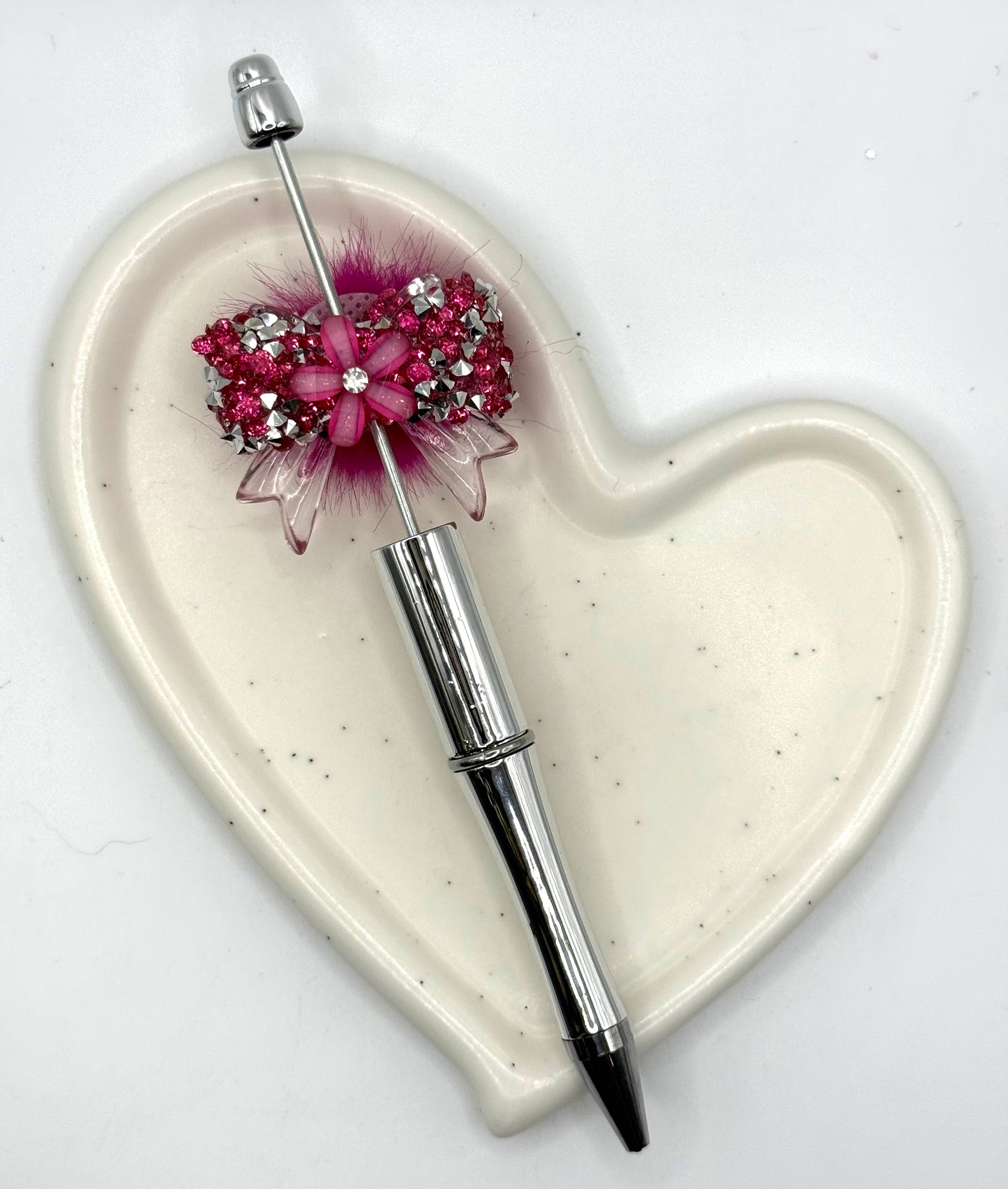 Glittery & Fuzzy Bow | Acrylic Focal Bead