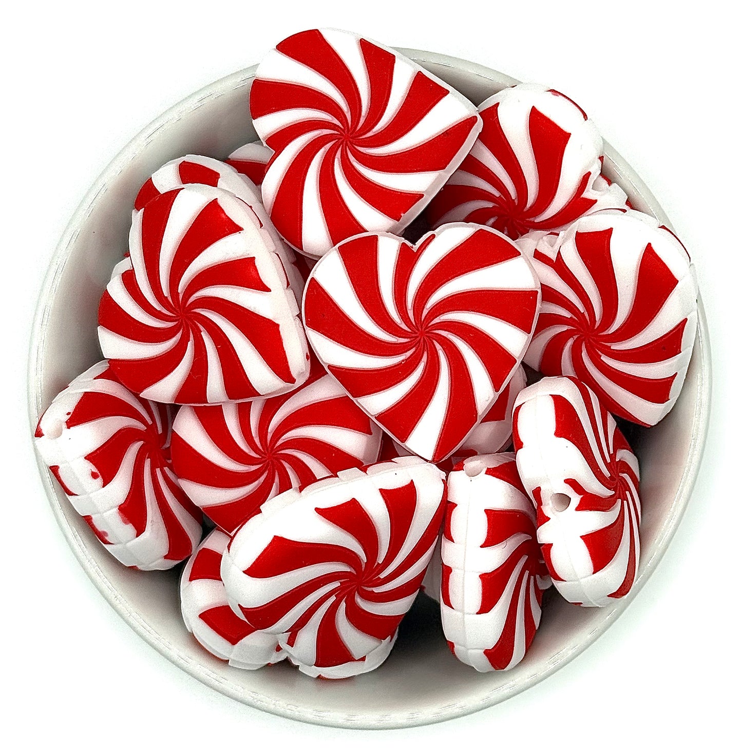 Peppermint Swirl Heart | Silicone Focal Bead