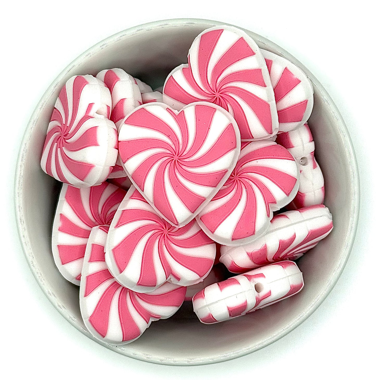 Peppermint Swirl Heart | Silicone Focal Bead