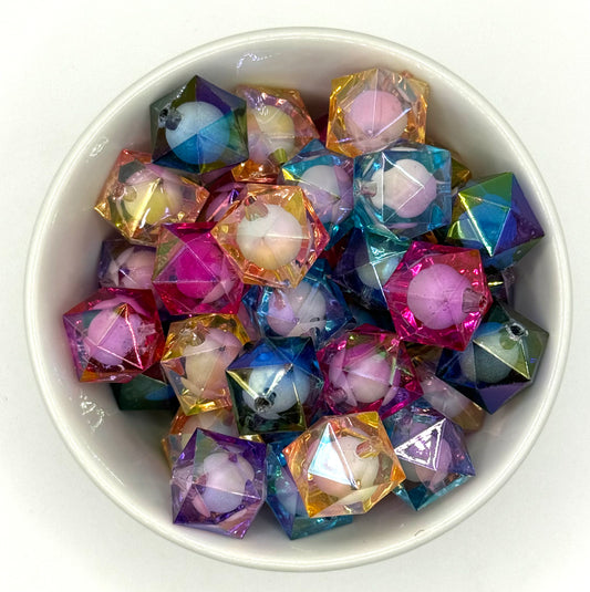 Hexagon Colour Filled Mixture | Acrylic Beads